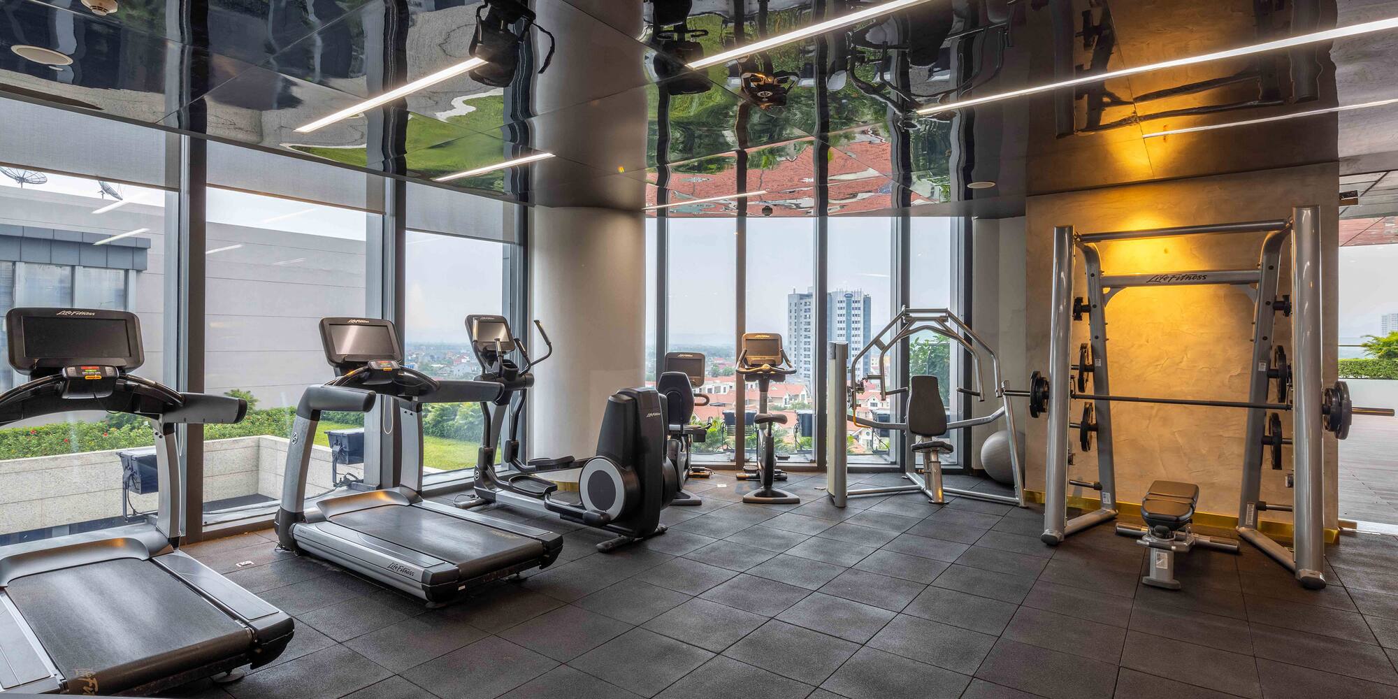 a gym with exercise equipment