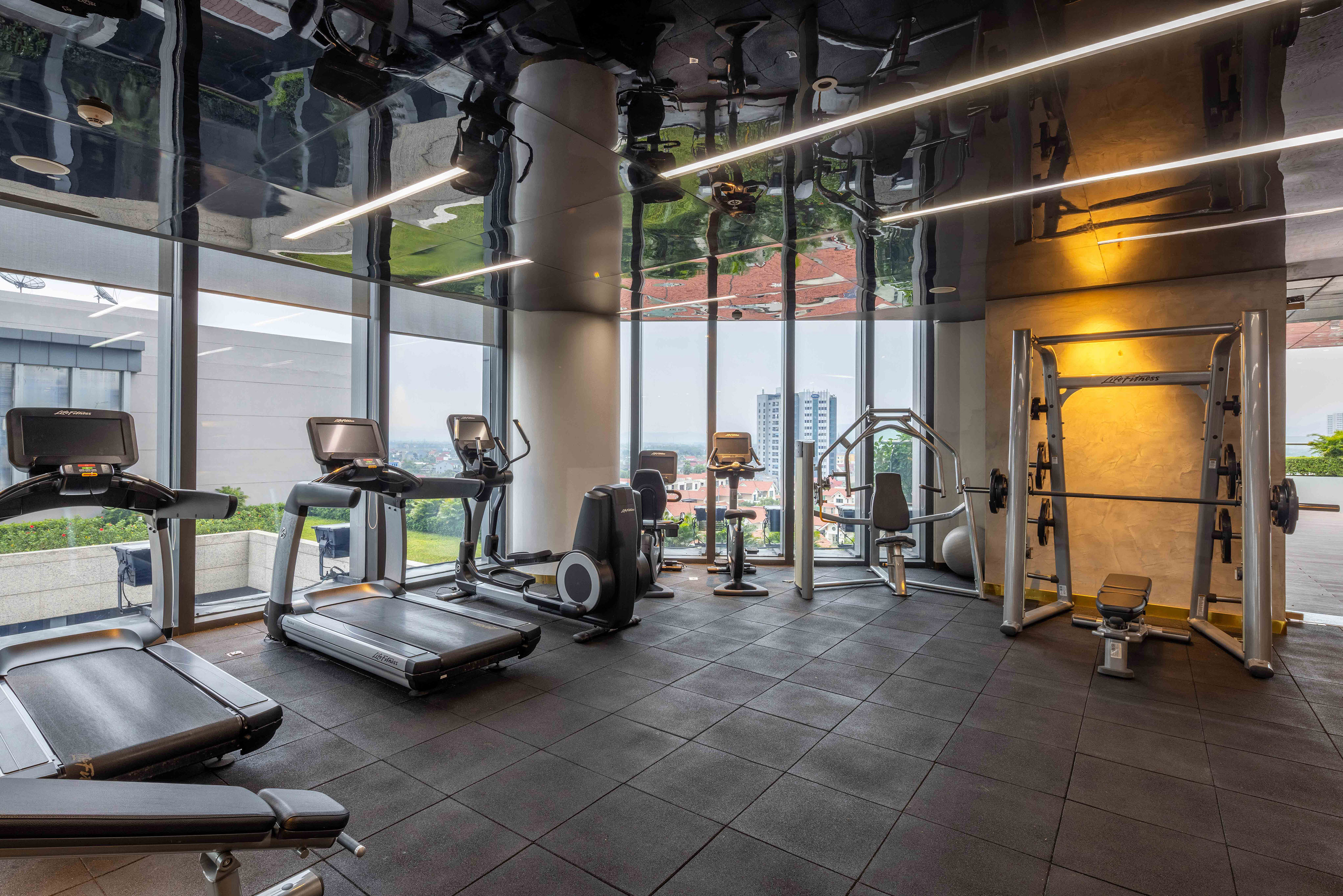 a gym with exercise equipment