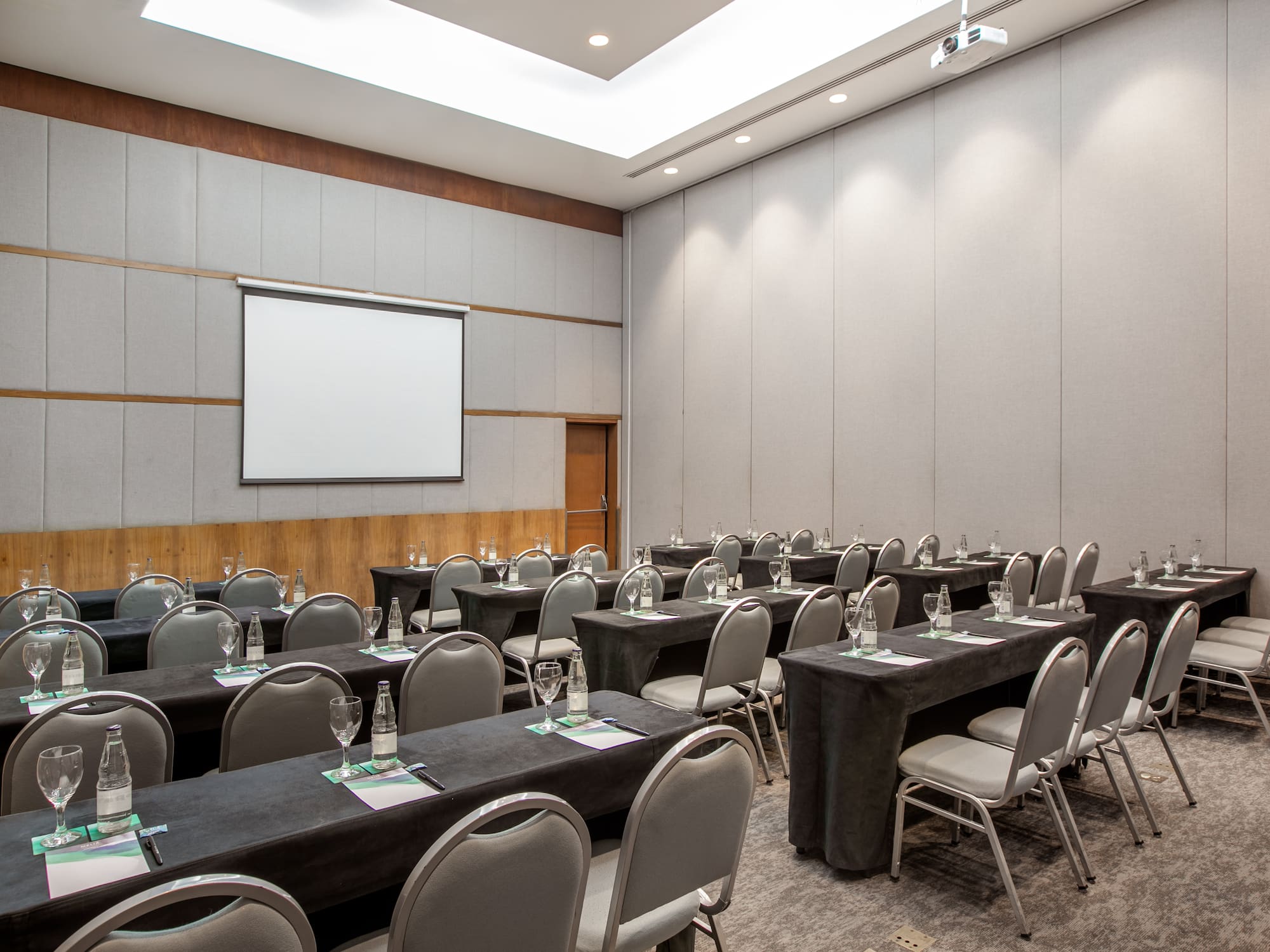 a room with tables and chairs