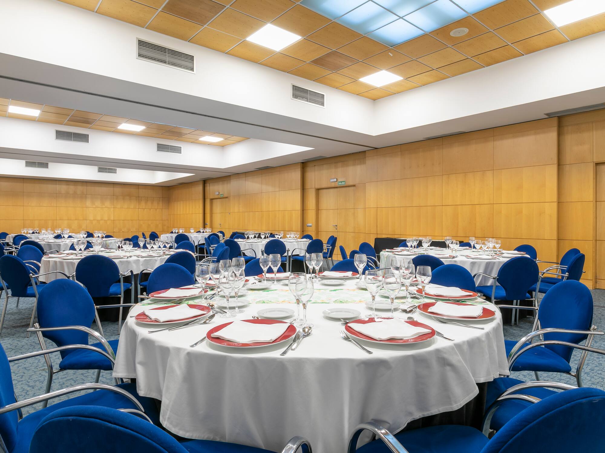 a room with tables and chairs