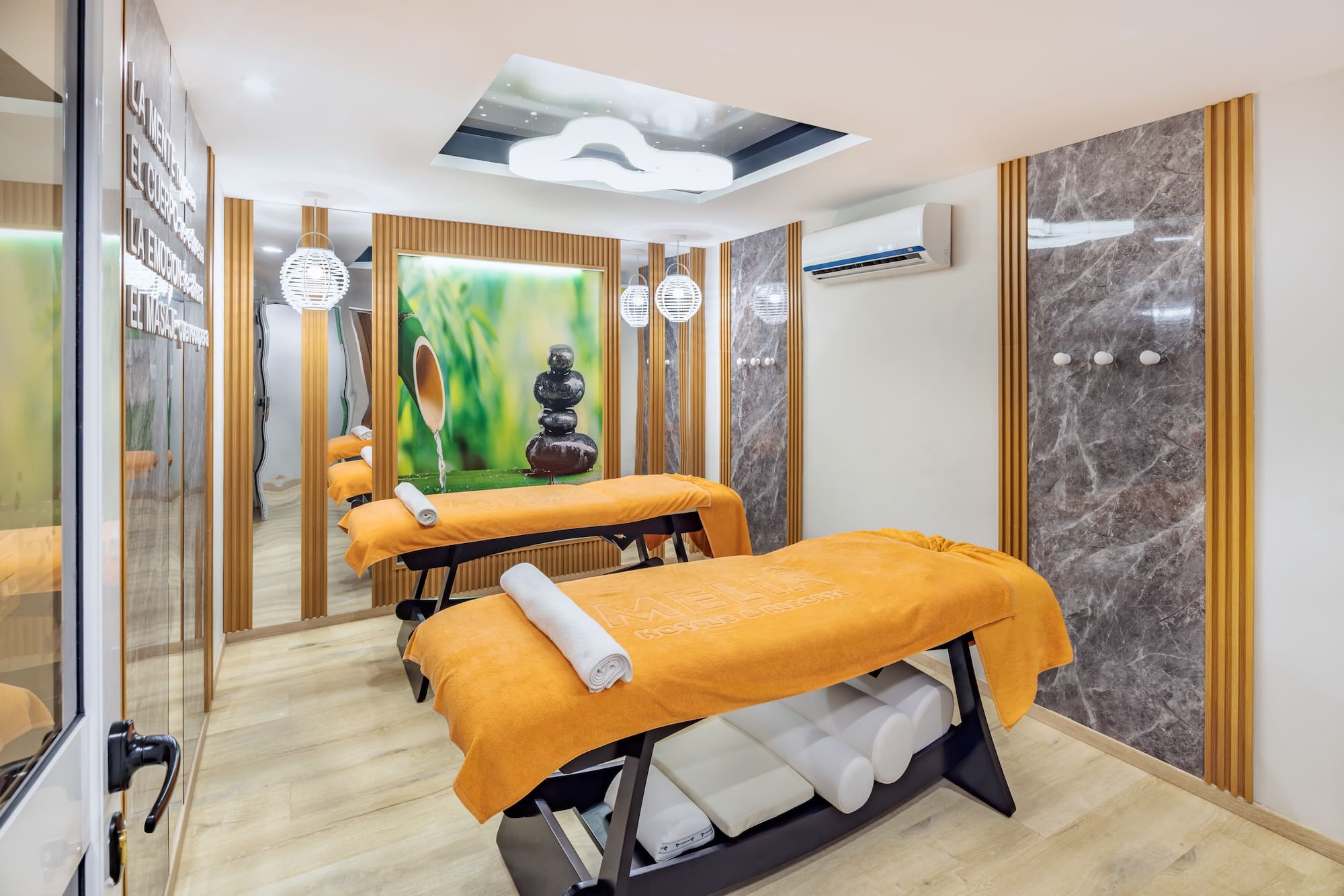 a massage tables in a room