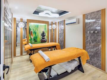 a massage tables in a room