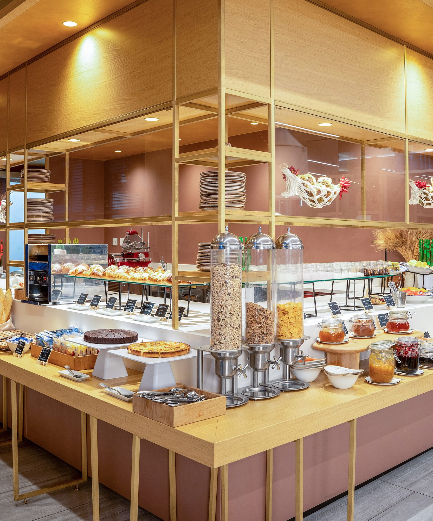 a food buffet with a variety of food items on the counter