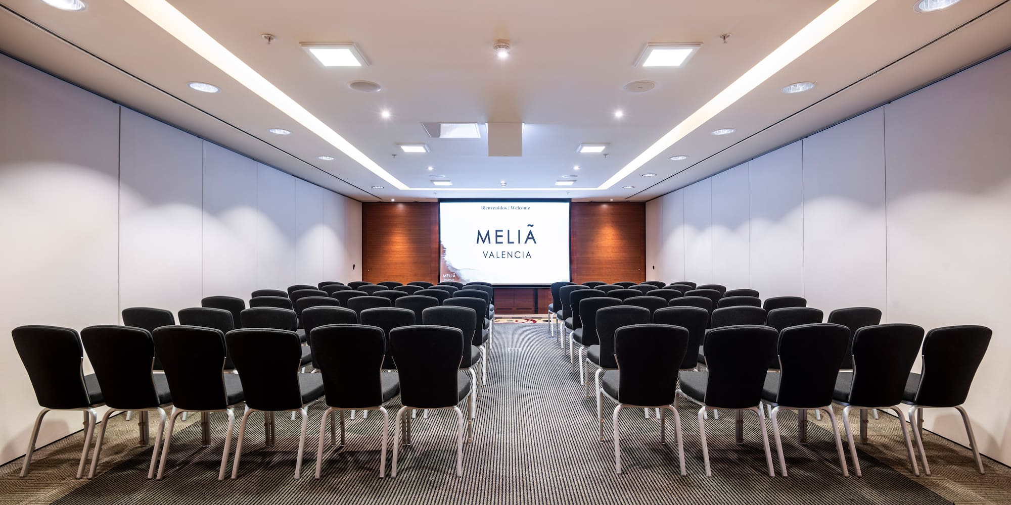 a room with rows of chairs