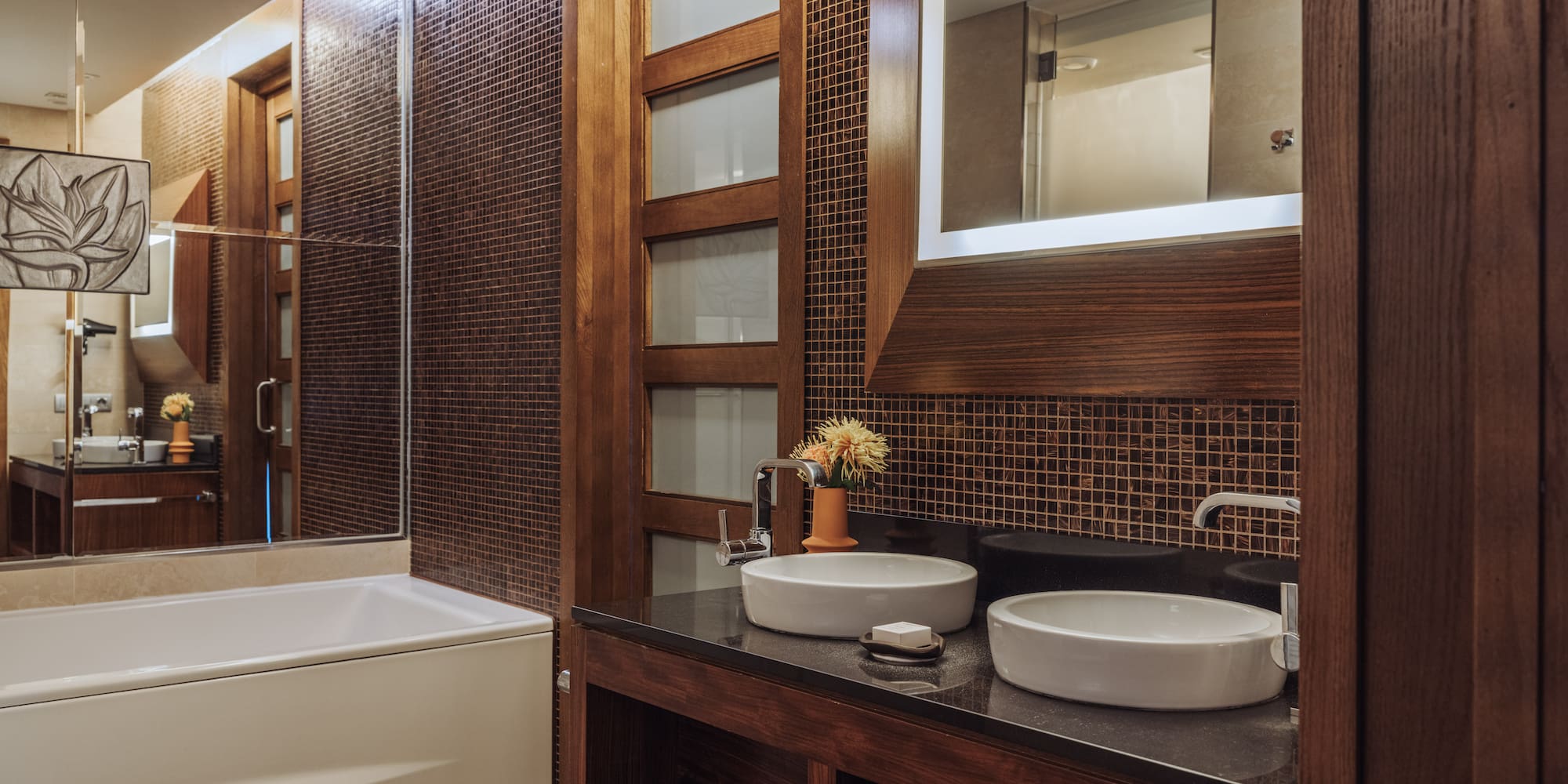 a bathroom with a sink and a bathtub