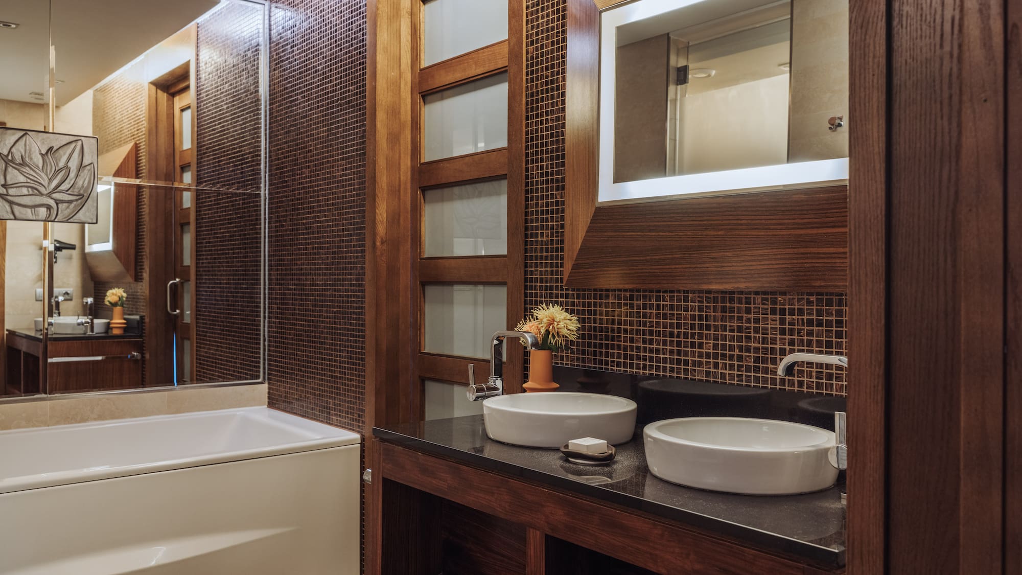 a bathroom with a sink and a bathtub