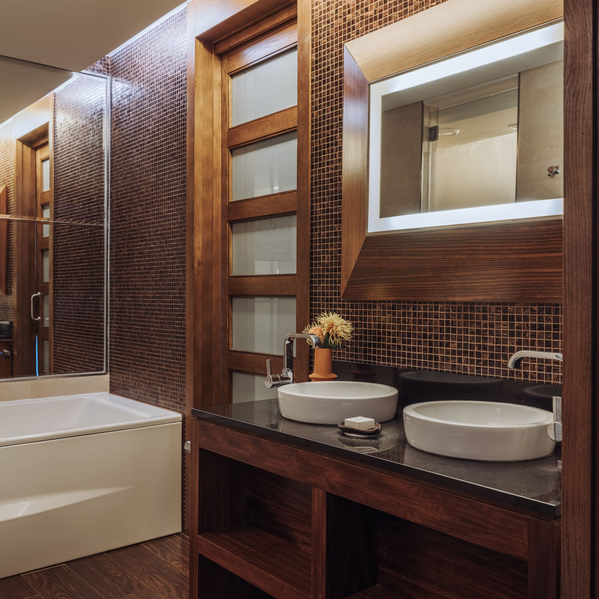 a bathroom with a sink and a bathtub