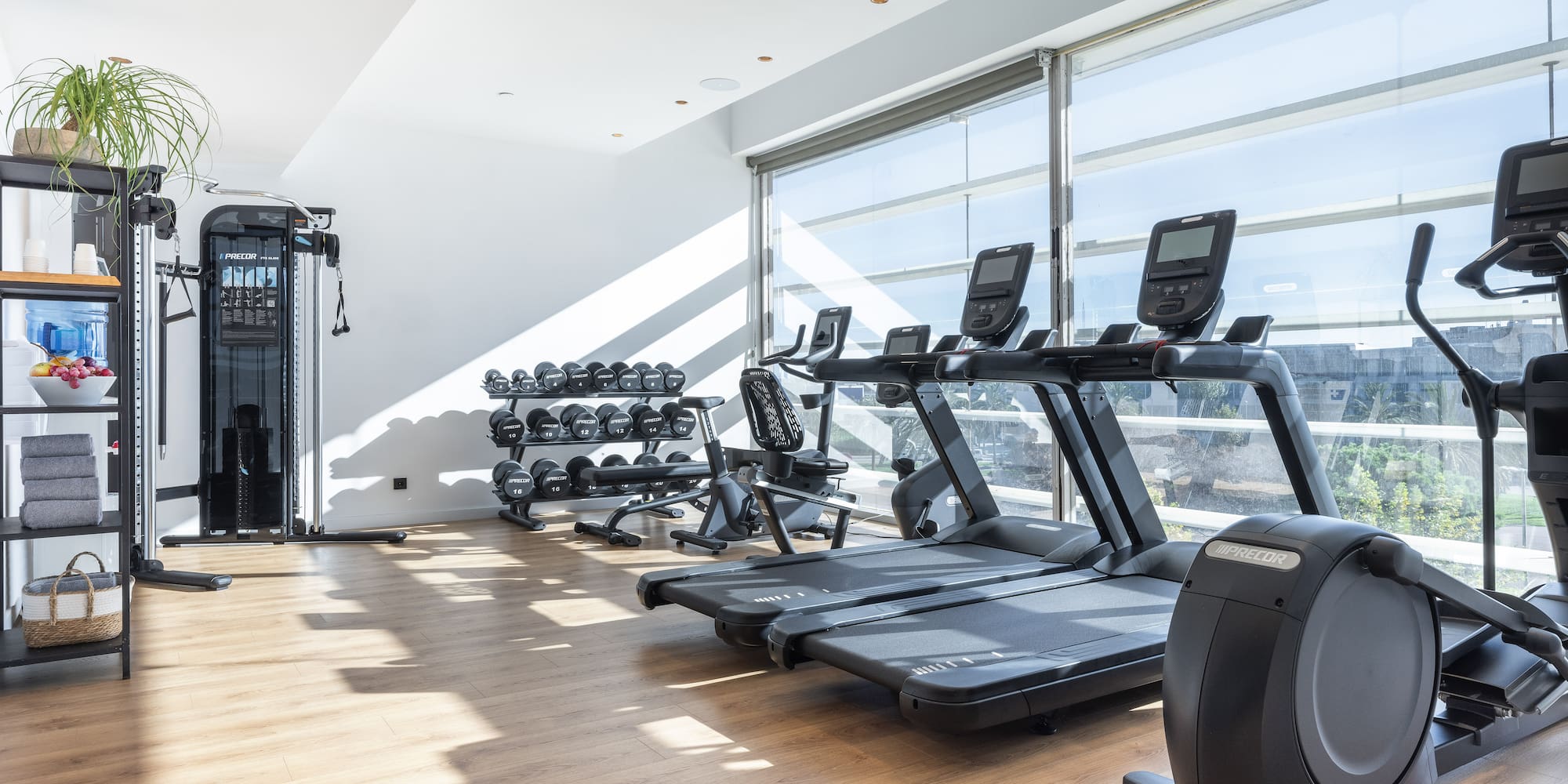 a gym with exercise equipment