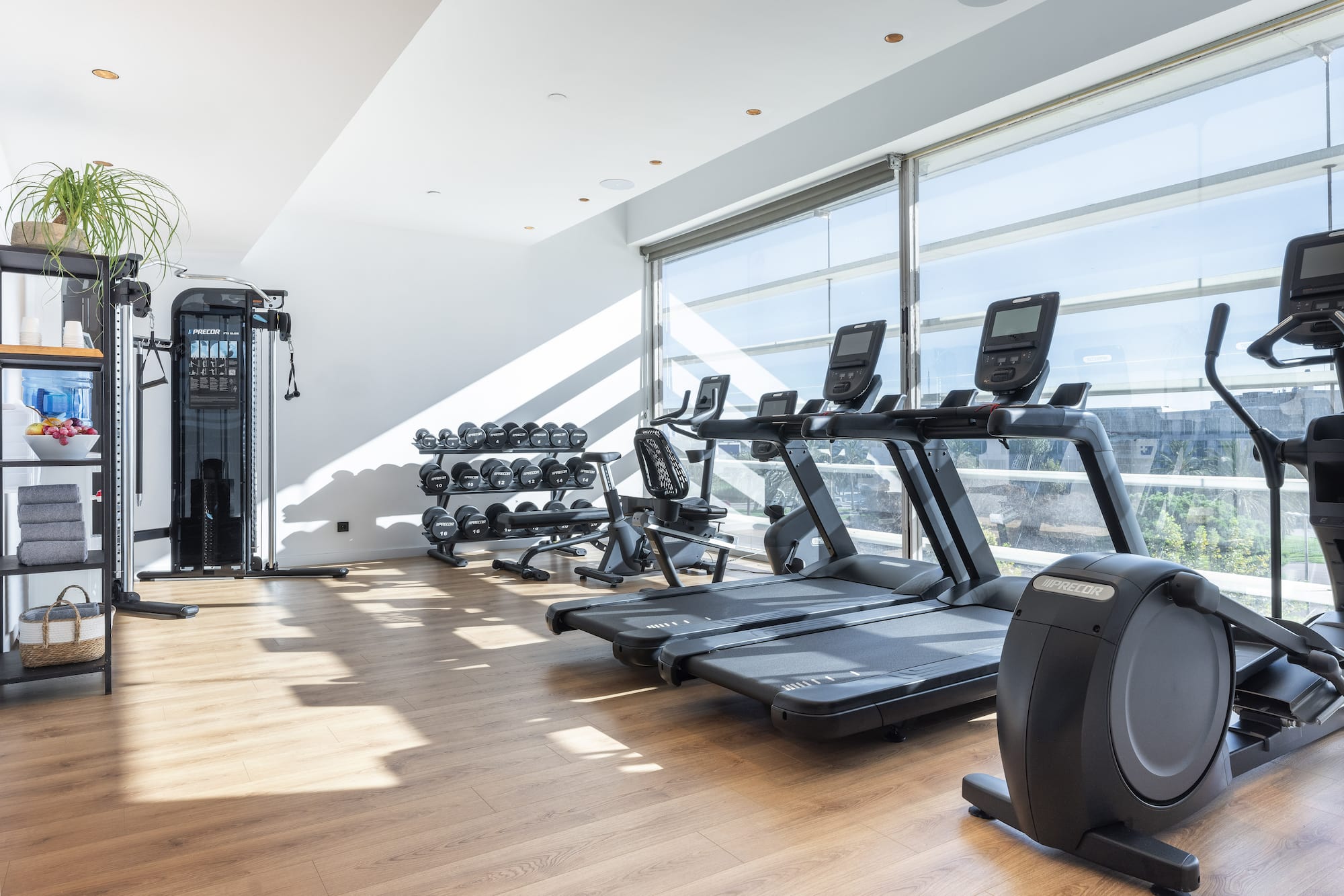 a gym with exercise equipment