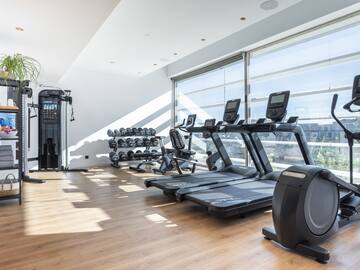 a gym with exercise equipment