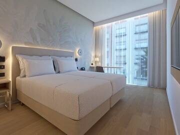 a bed in a room
