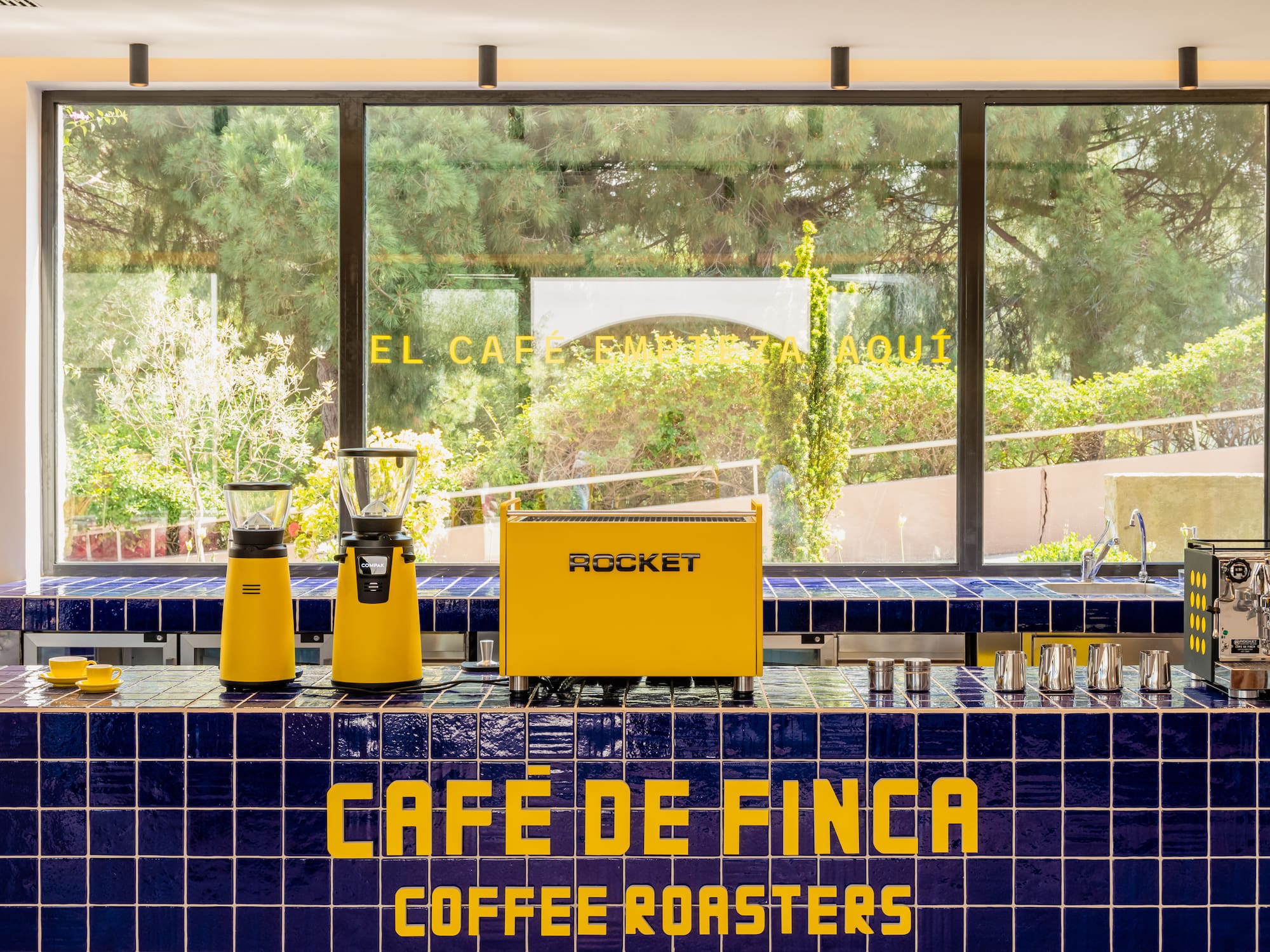 a counter with a few yellow objects on it