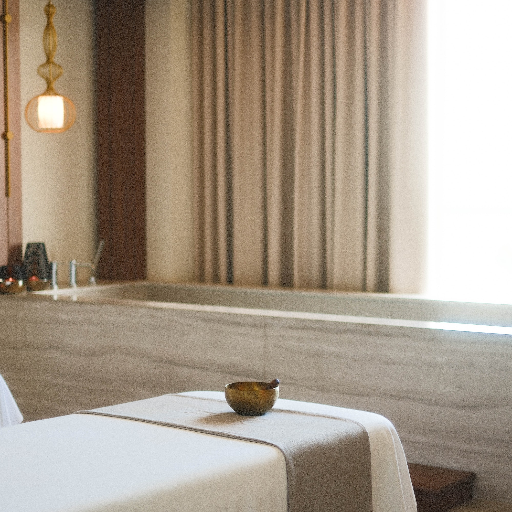 a table with a bowl on it