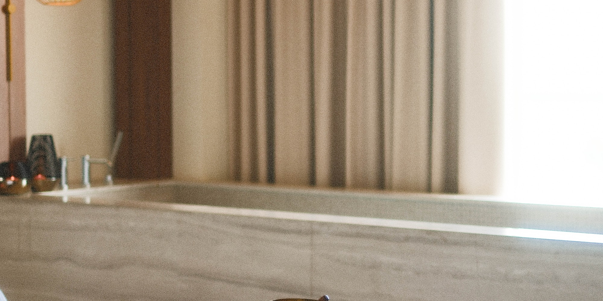 a table with a bowl on it