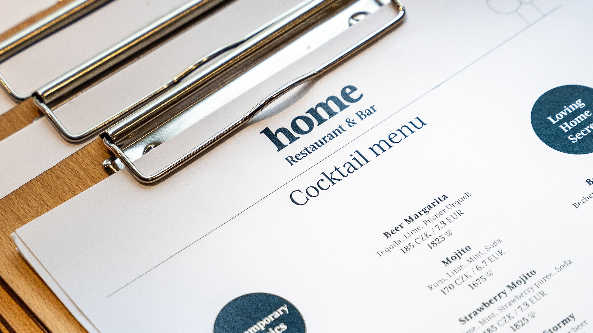 a menu on a clipboard