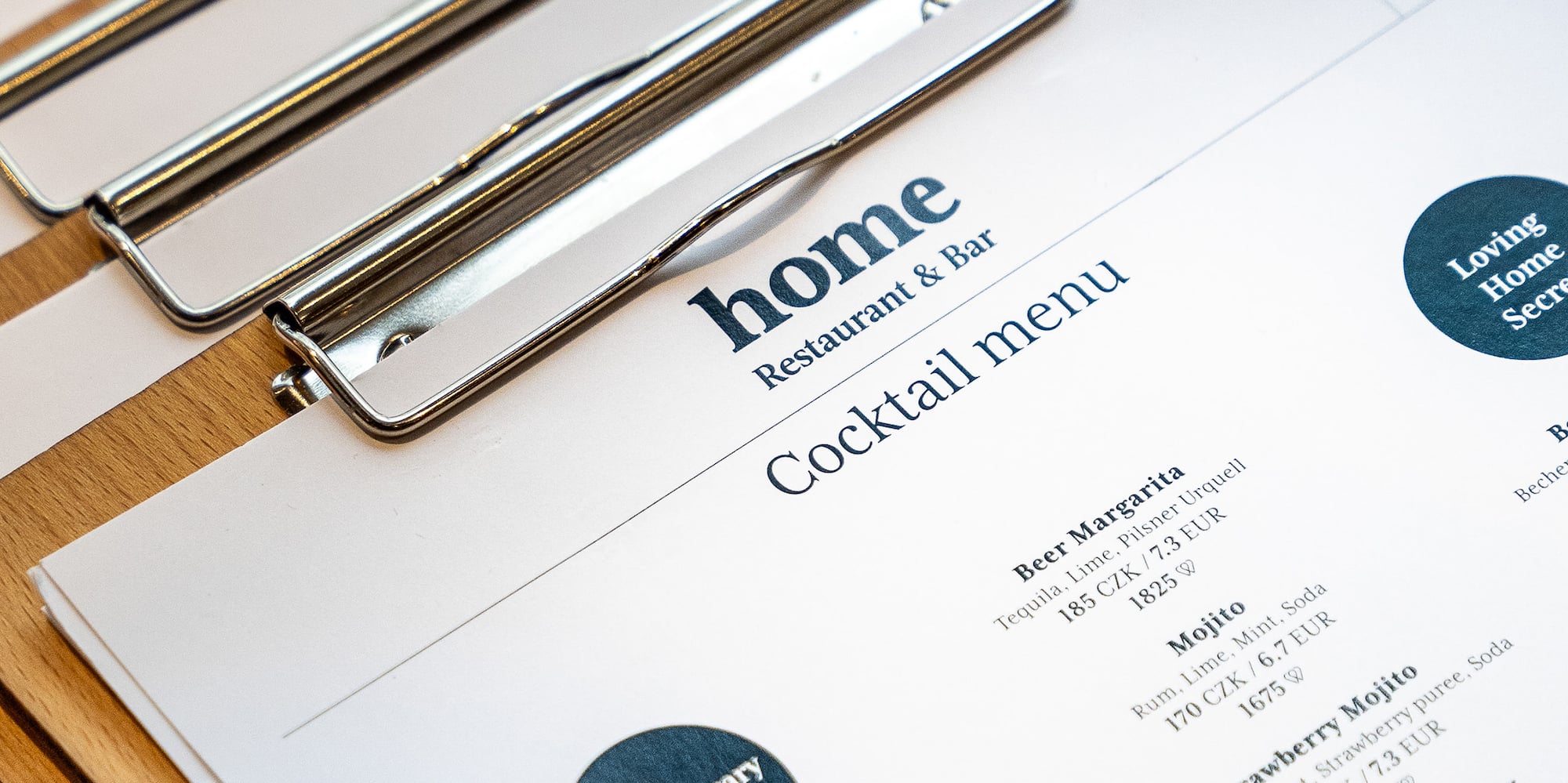 a menu on a clipboard