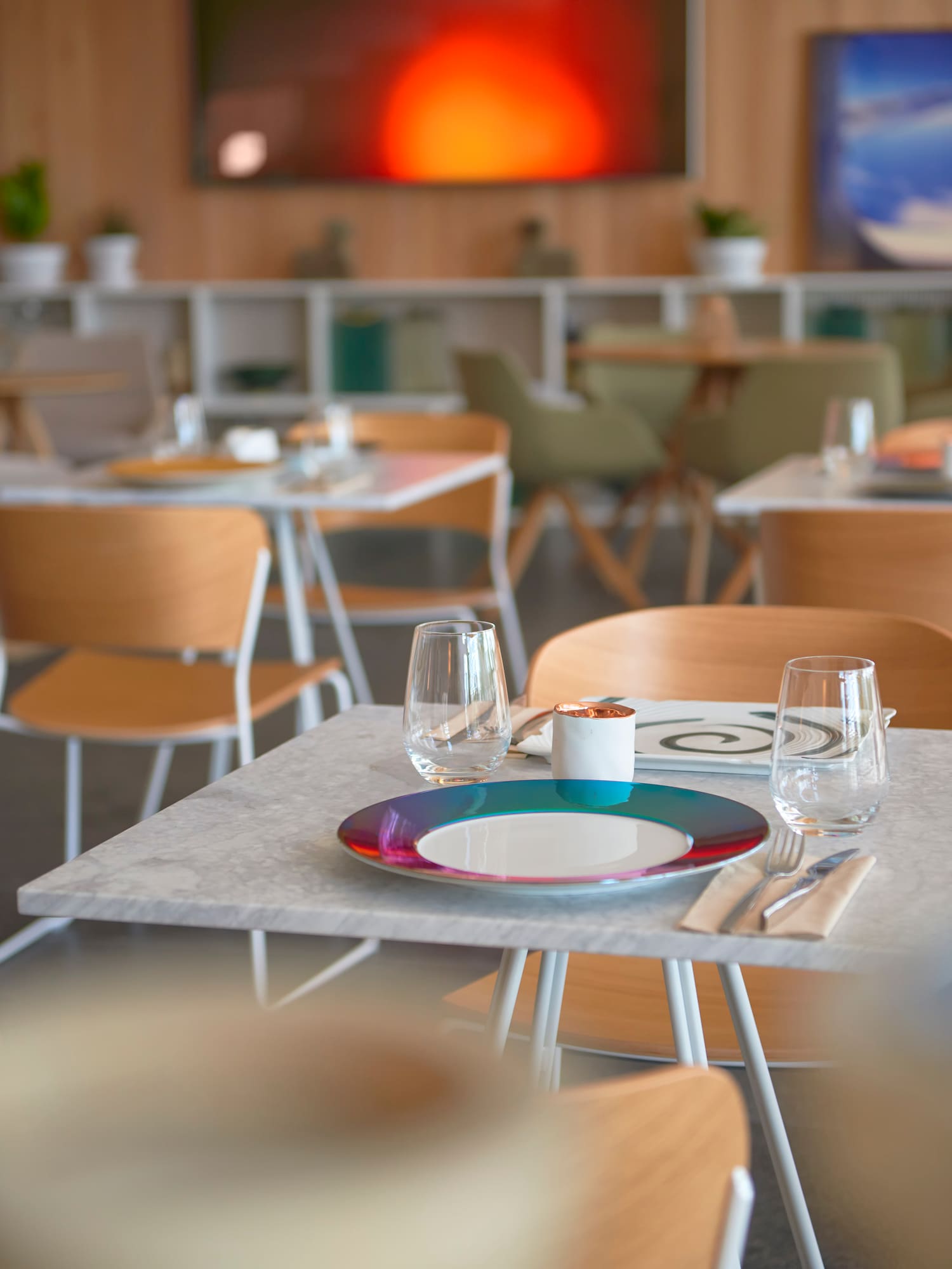 a table with plates and glasses on it