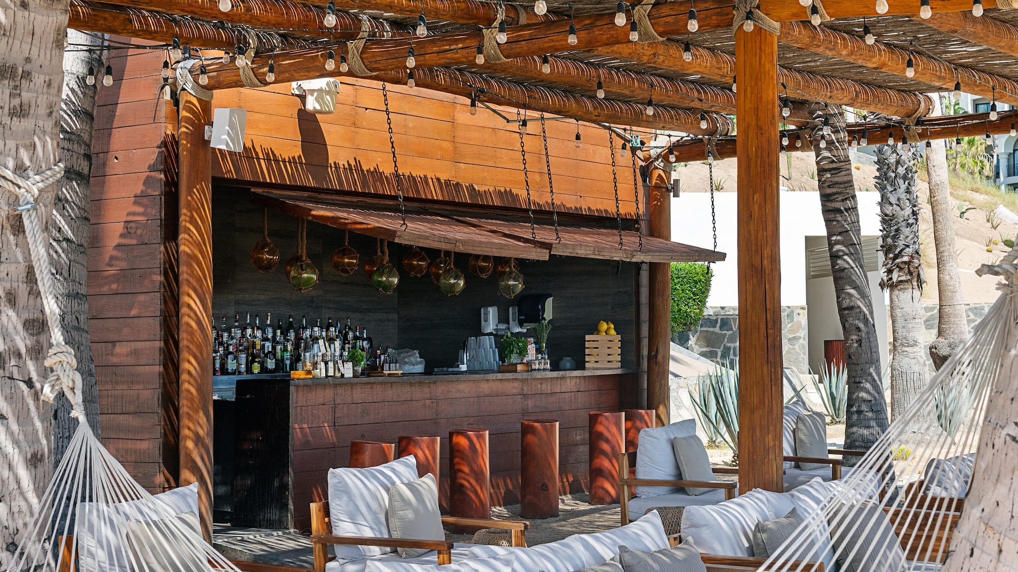 a hammocks on a patio