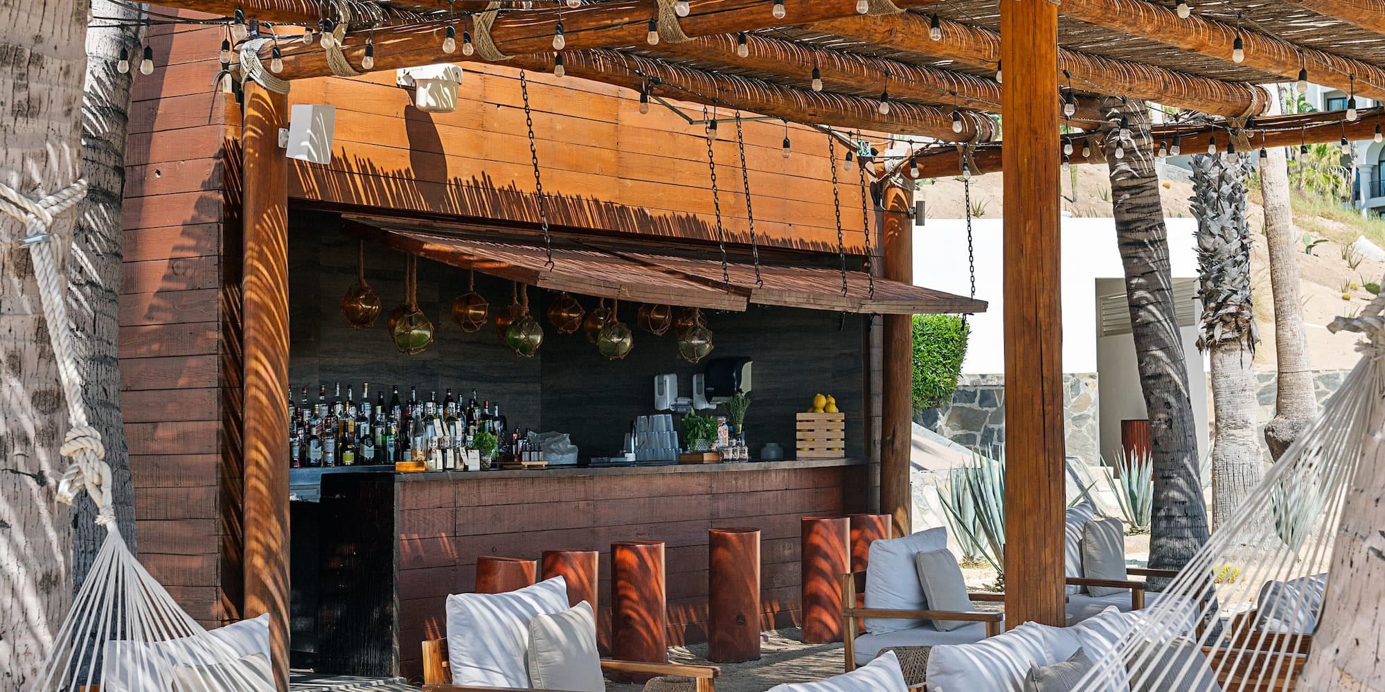 a hammocks on a patio