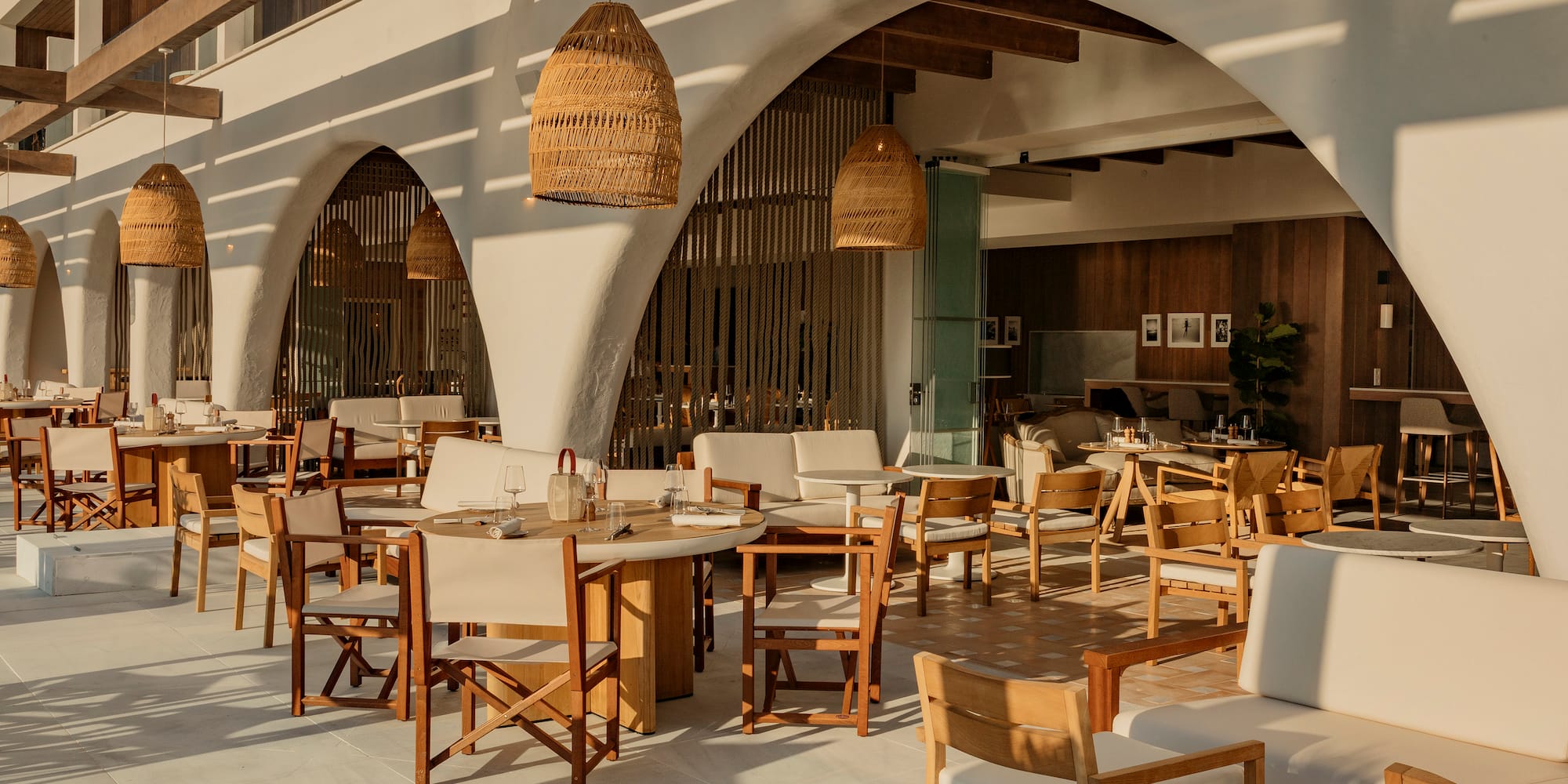 a room with tables and chairs