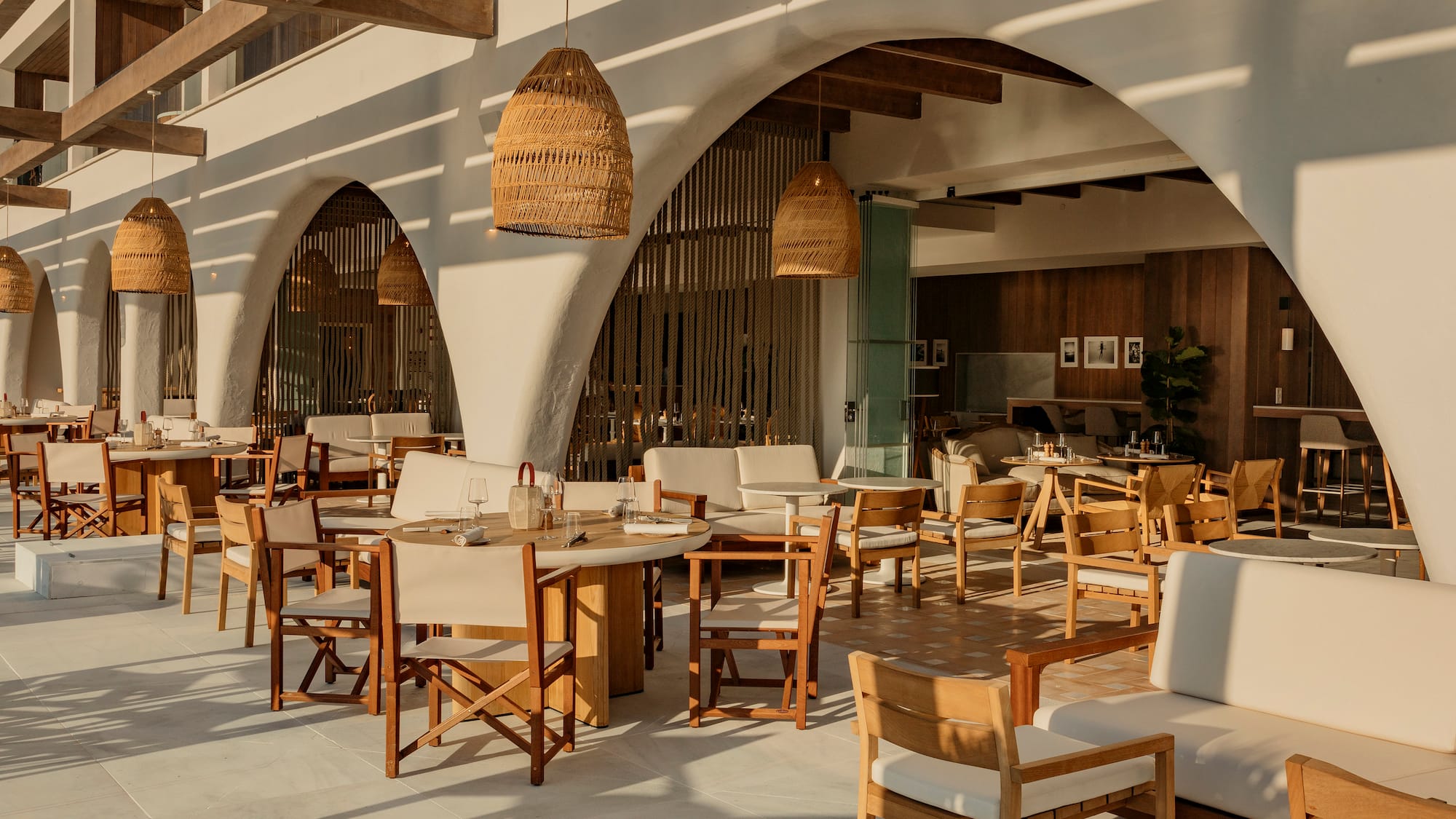 a room with tables and chairs