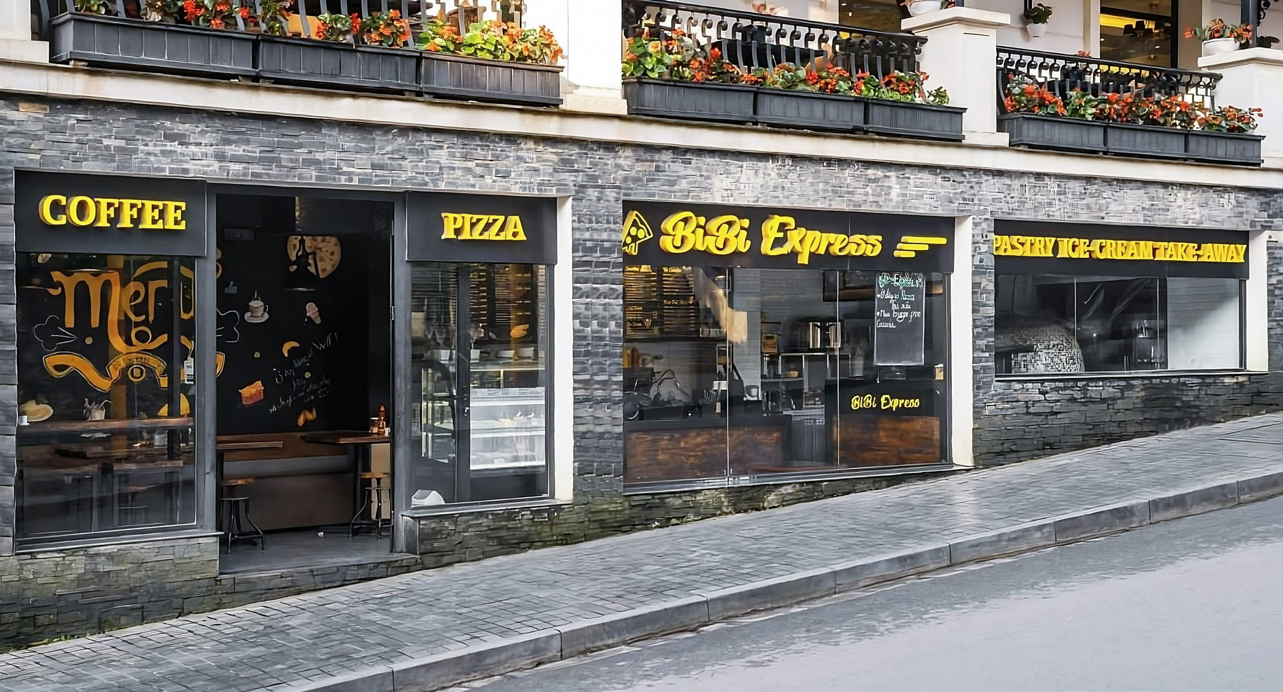 a building with a window and a sign