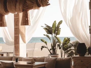 a room with a beach view