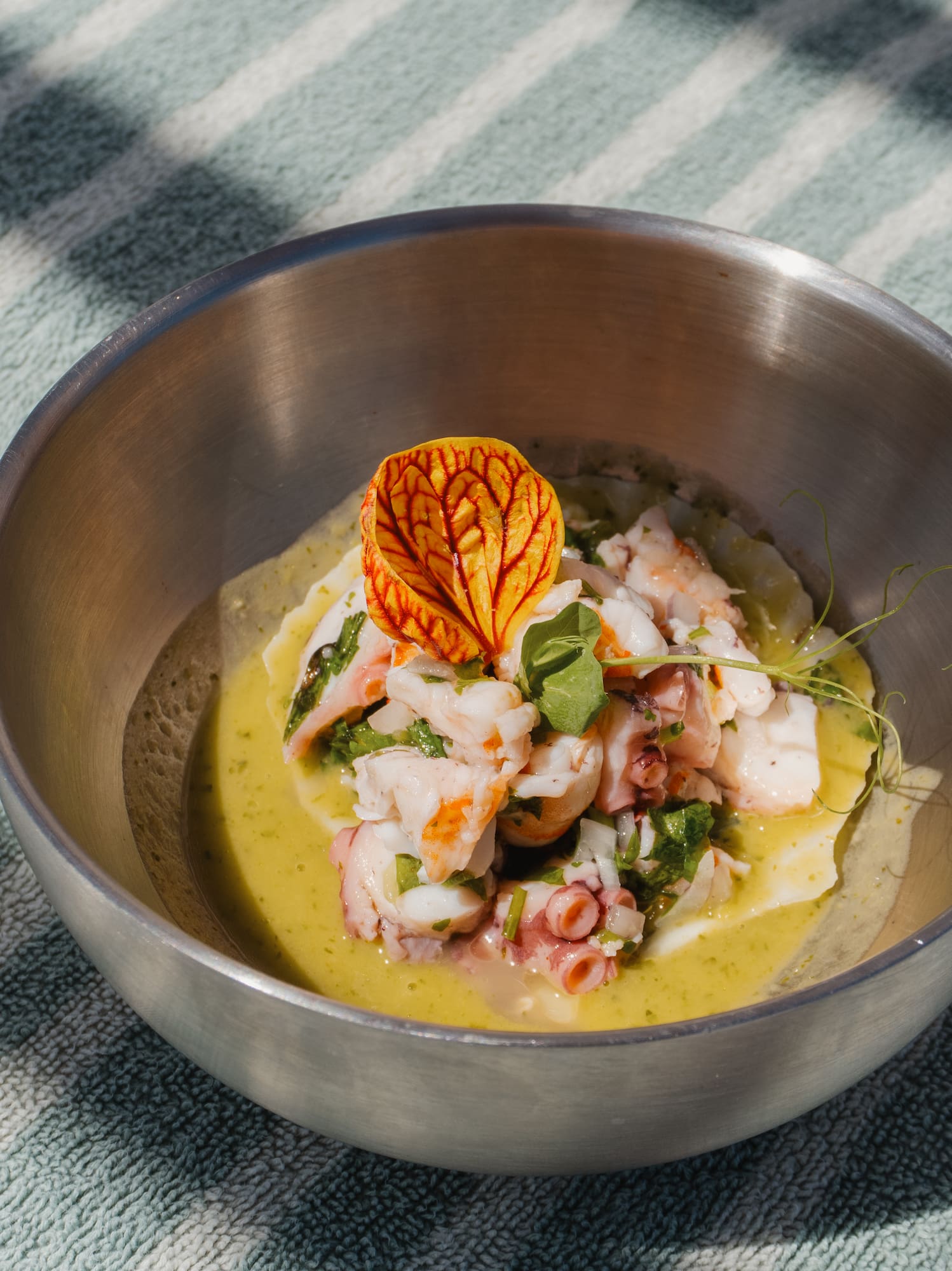 a bowl of food on a table