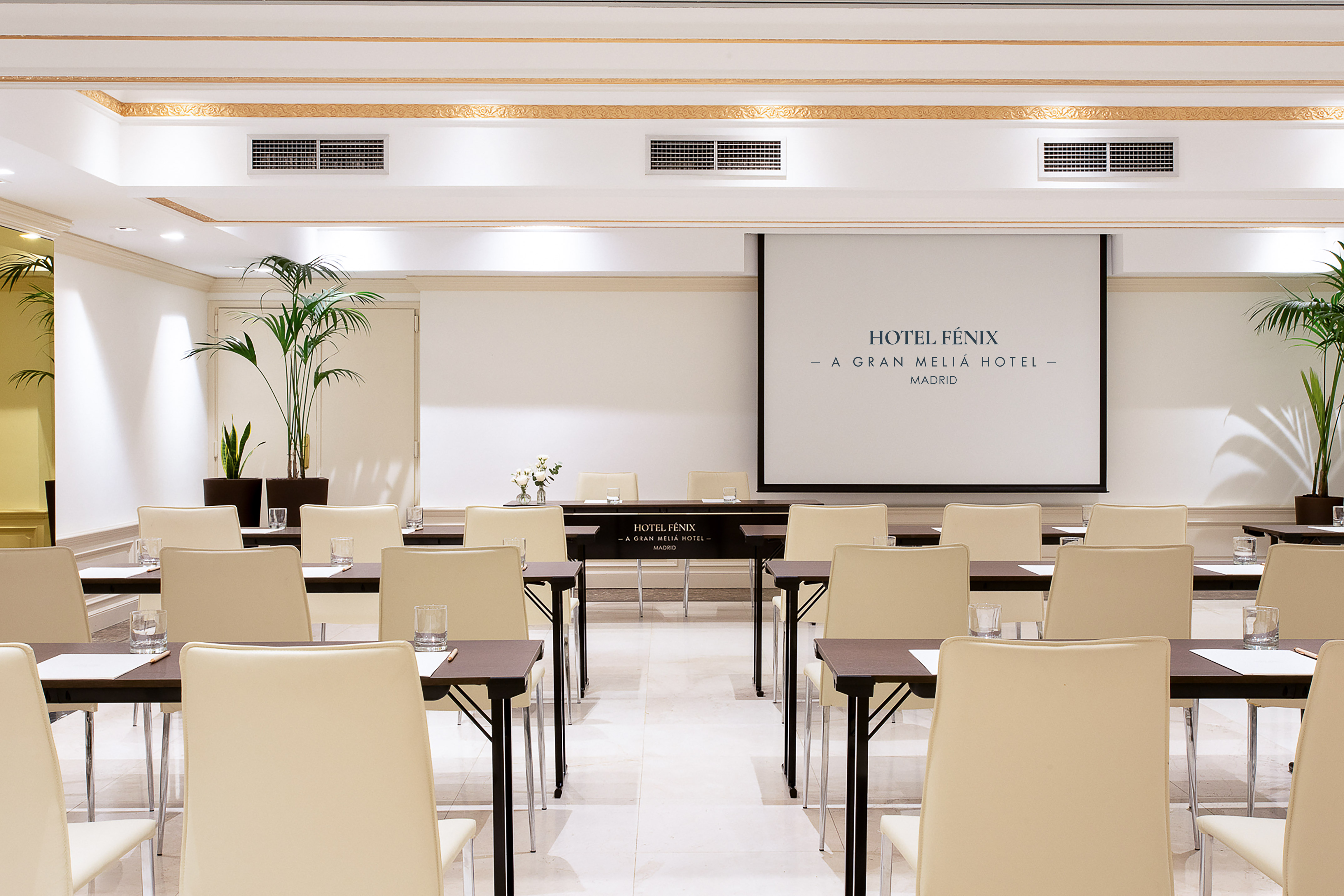 Hotel Fénix Madrid conference room setup classroom style for events.