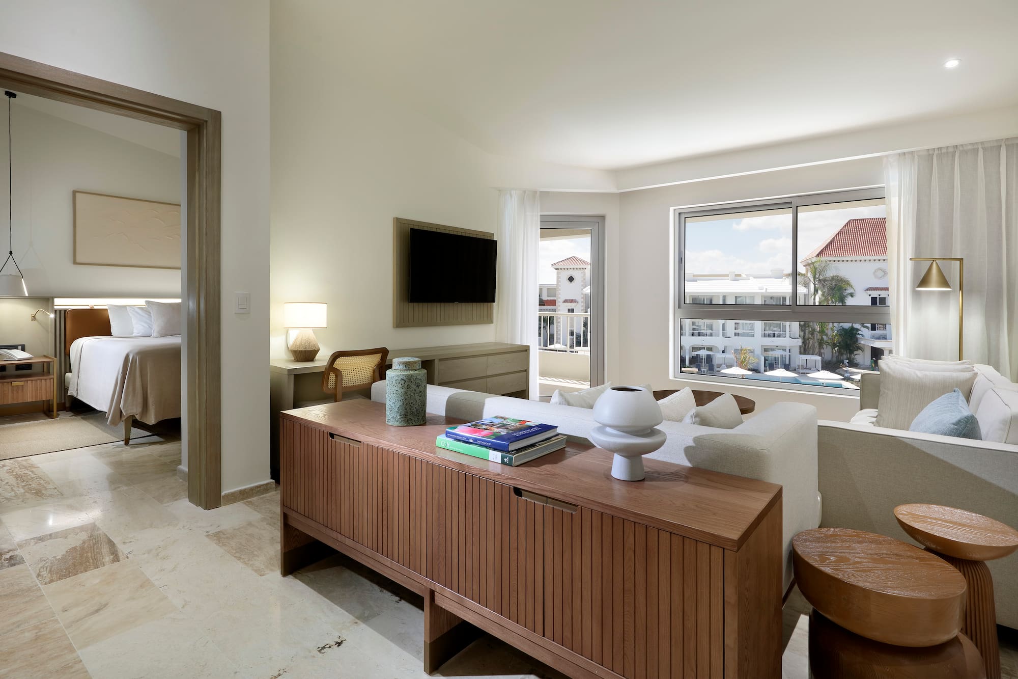 a living room with a tv and a couch