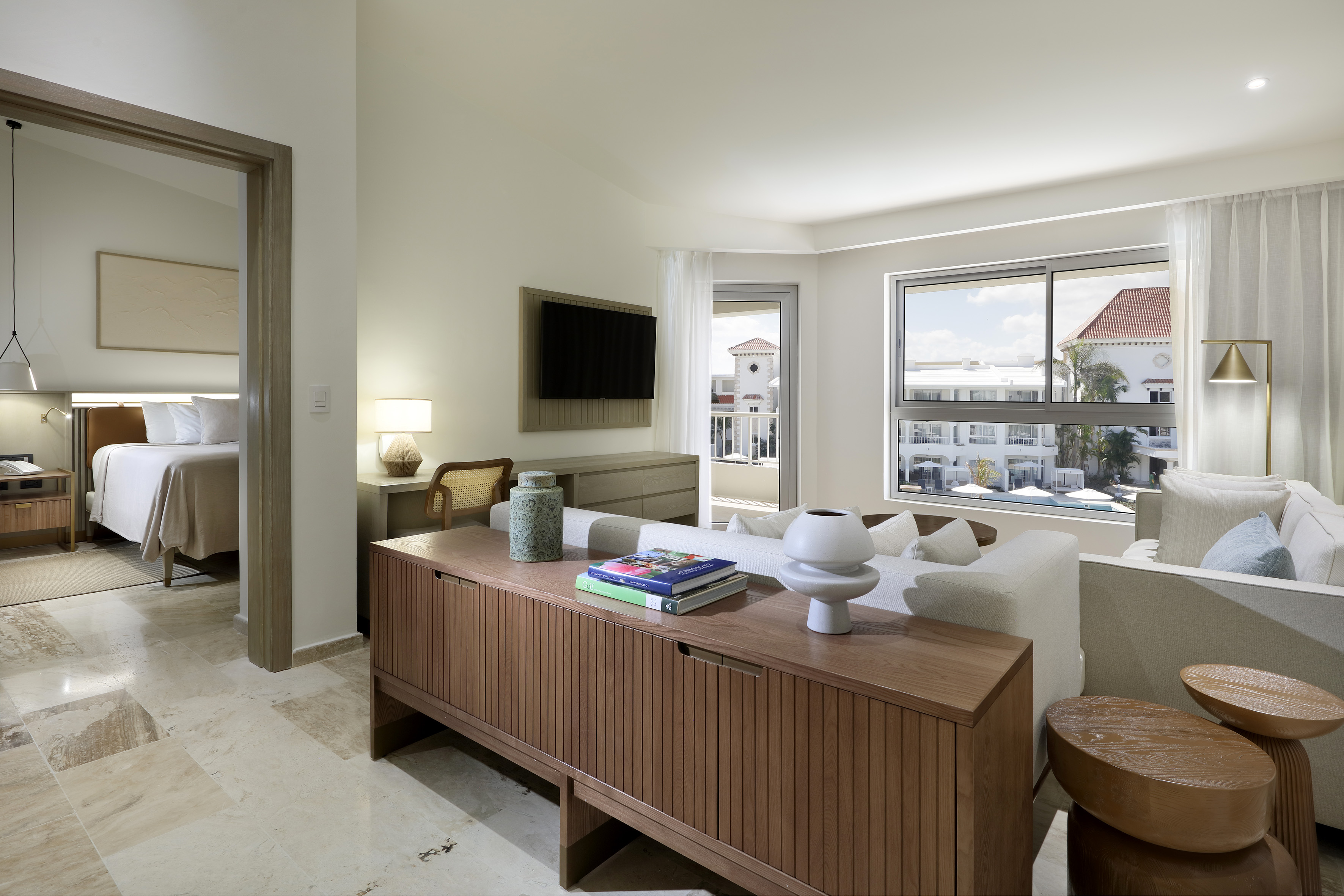 a living room with a tv and a couch