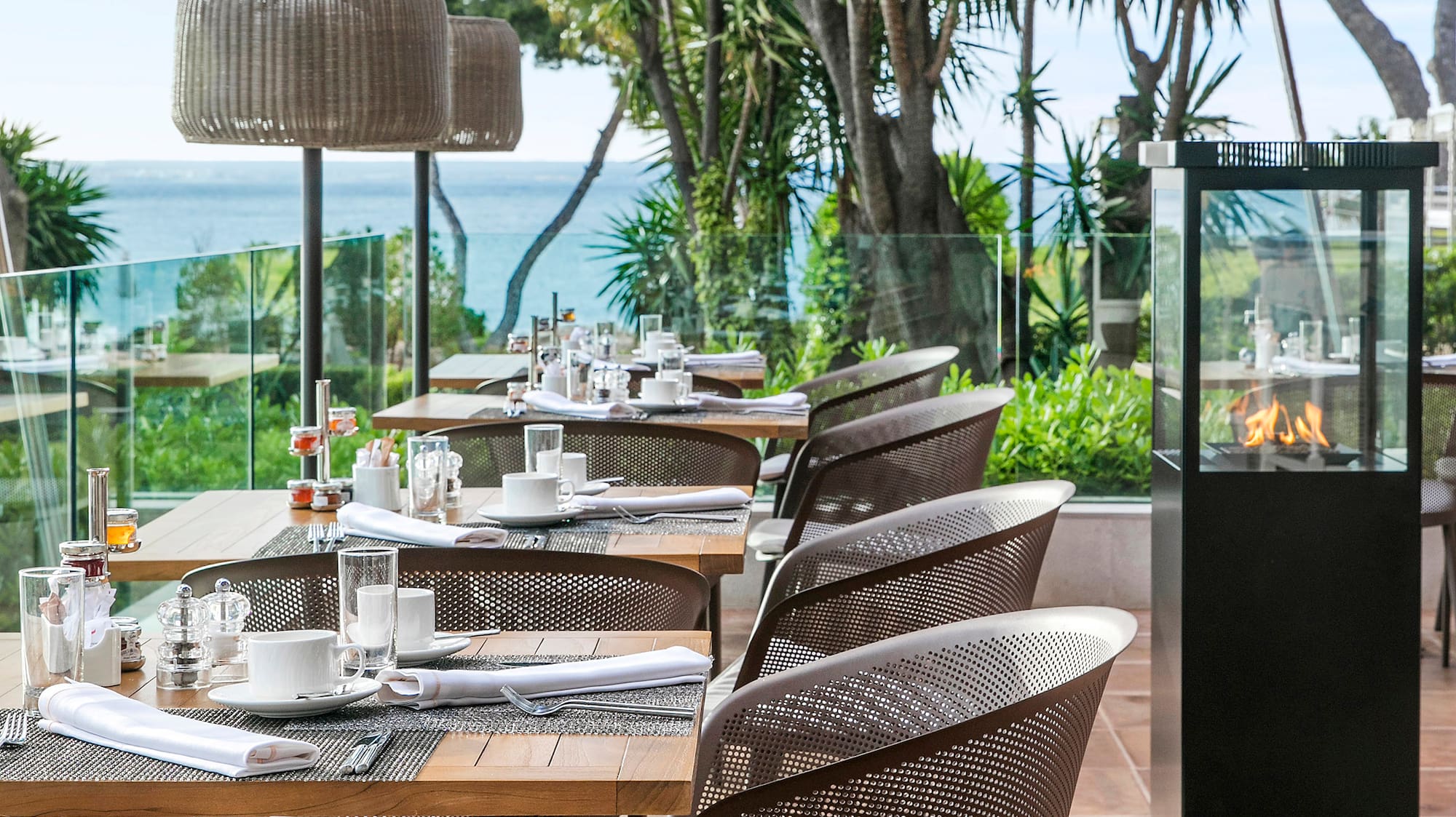 a table set up on a patio