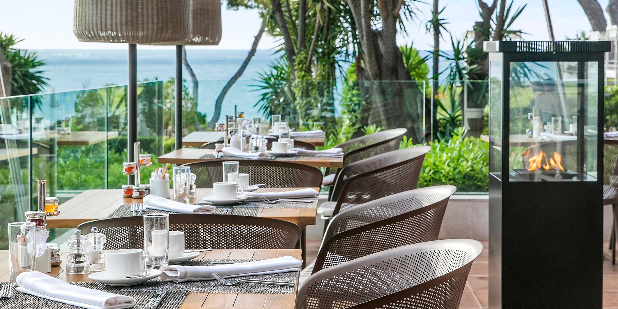 a table set up on a patio