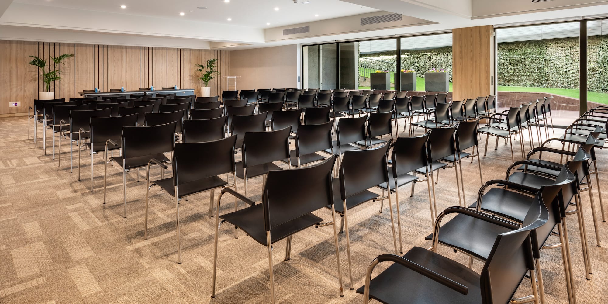 a room with many chairs