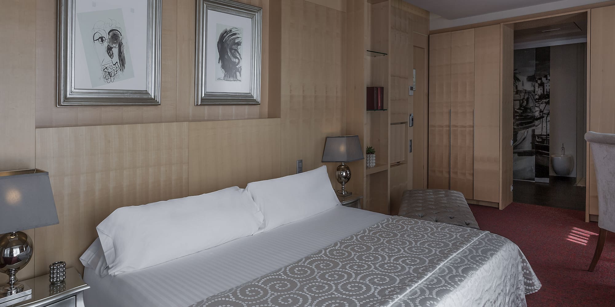 a bed in a room