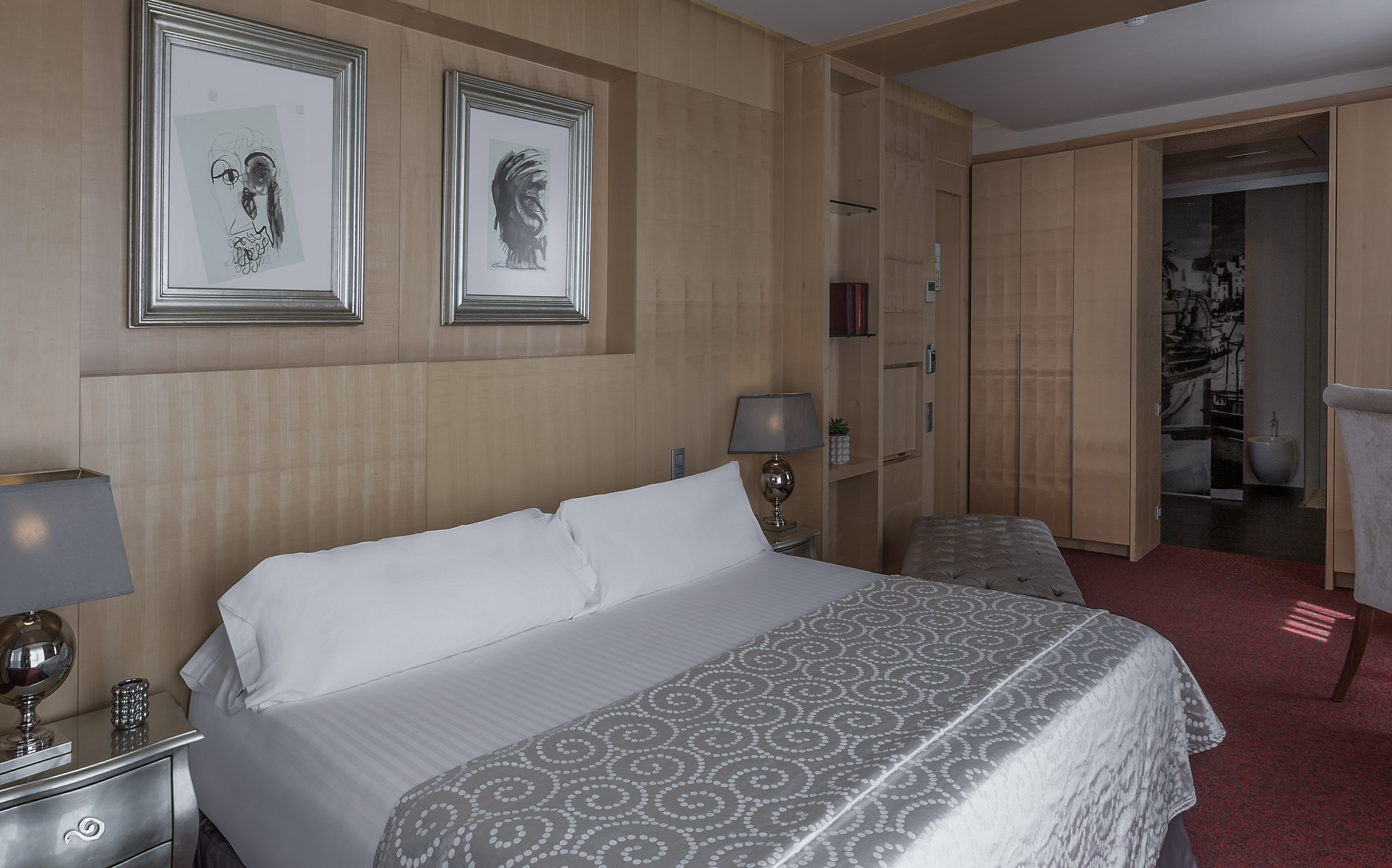 a bed in a room