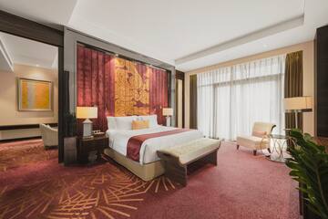 a room with a bed