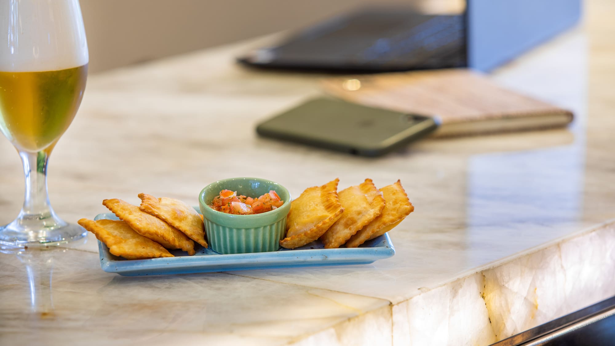 a plate of fried food on a counter