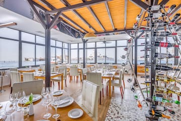 a room with tables and chairs