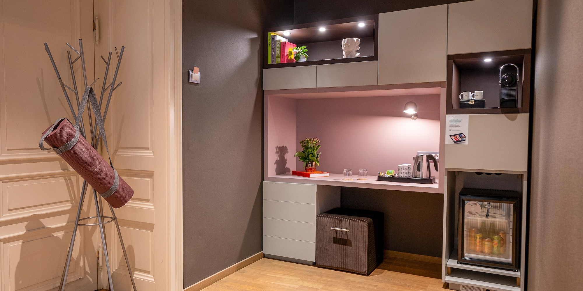 a room with a desk and a chair