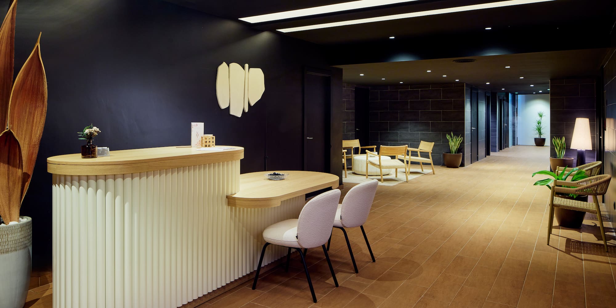 a reception desk in a room