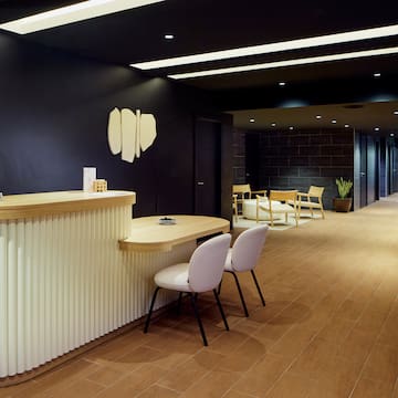 a reception desk in a room