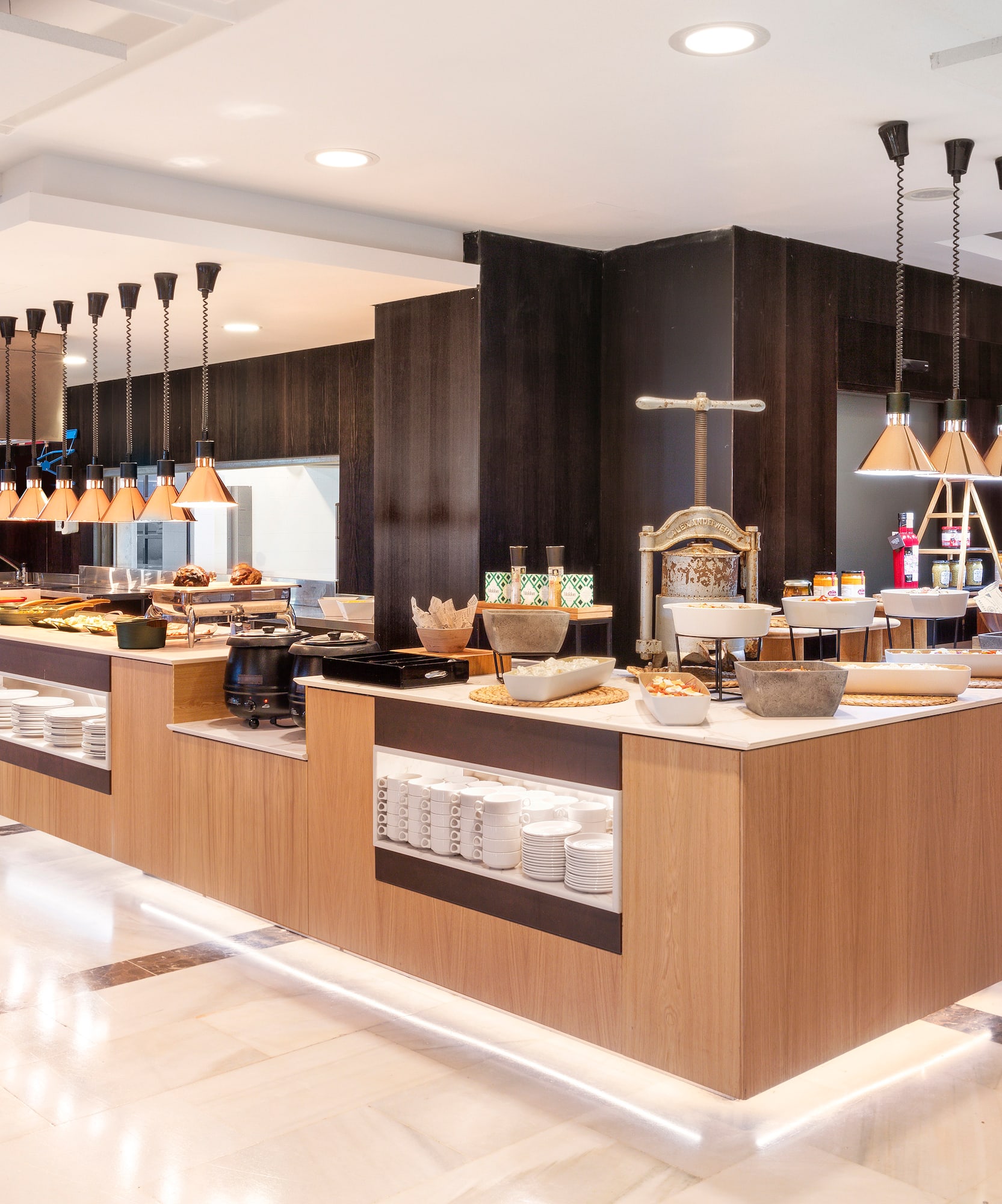 a food buffet in a restaurant