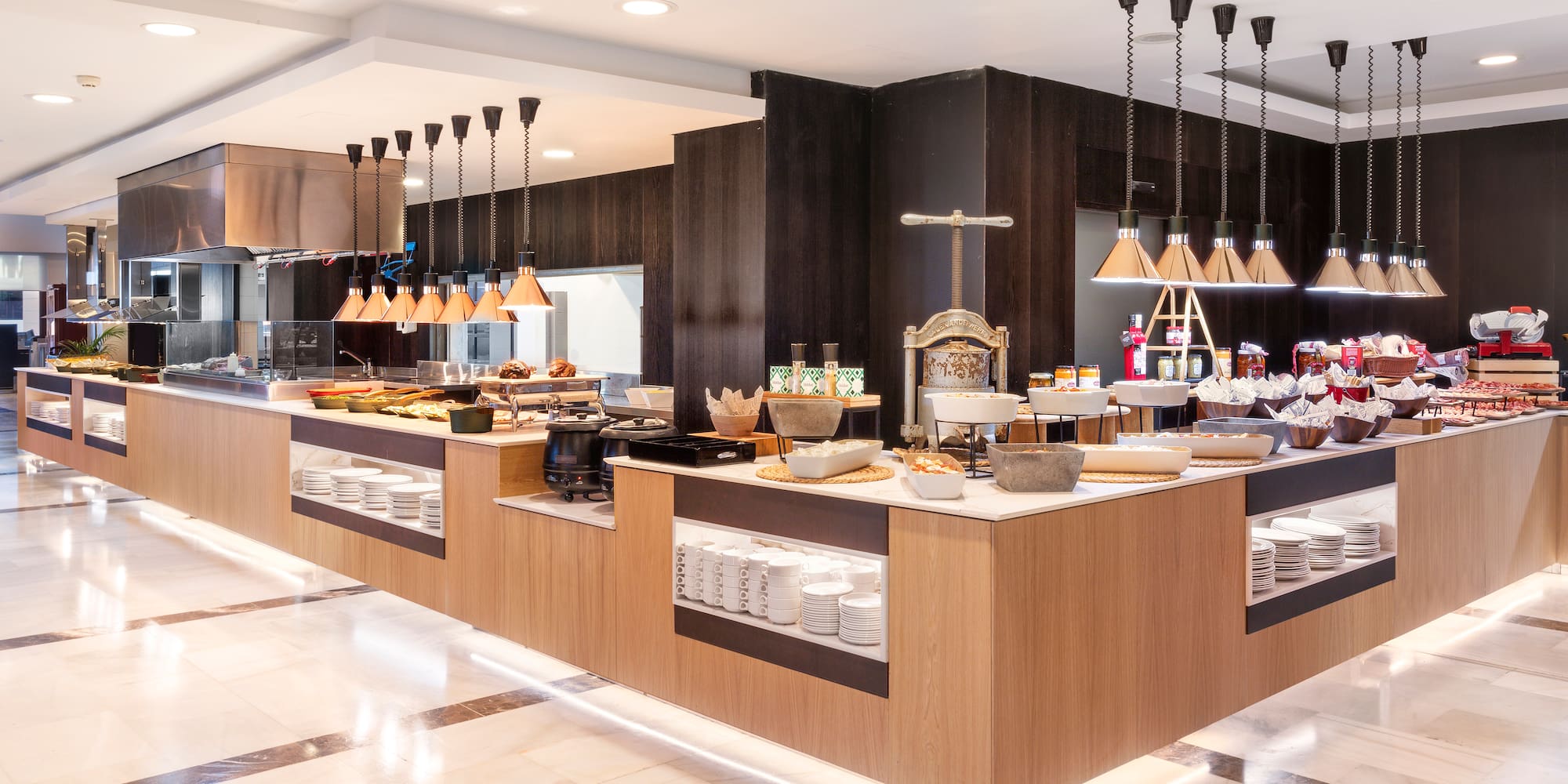 a food buffet in a restaurant