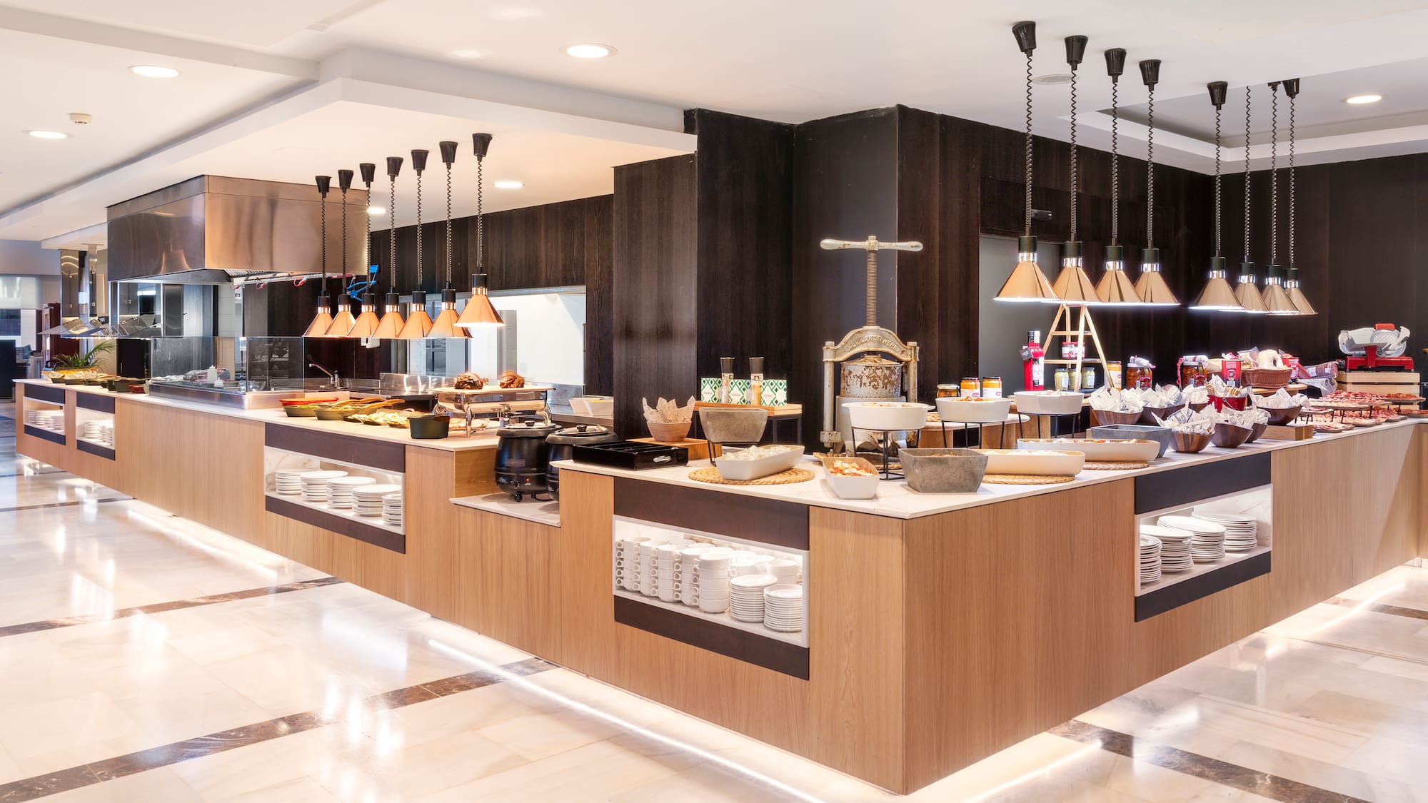 a food buffet in a restaurant