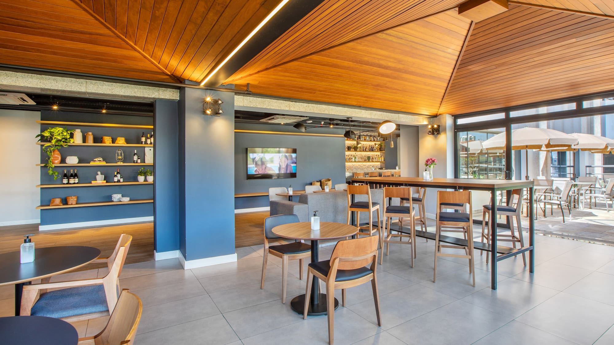 a room with a table and chairs