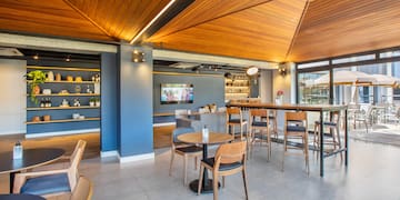 a room with a table and chairs