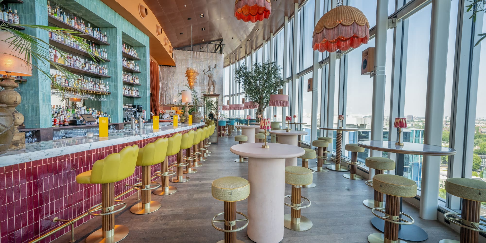 a room with tables and chairs