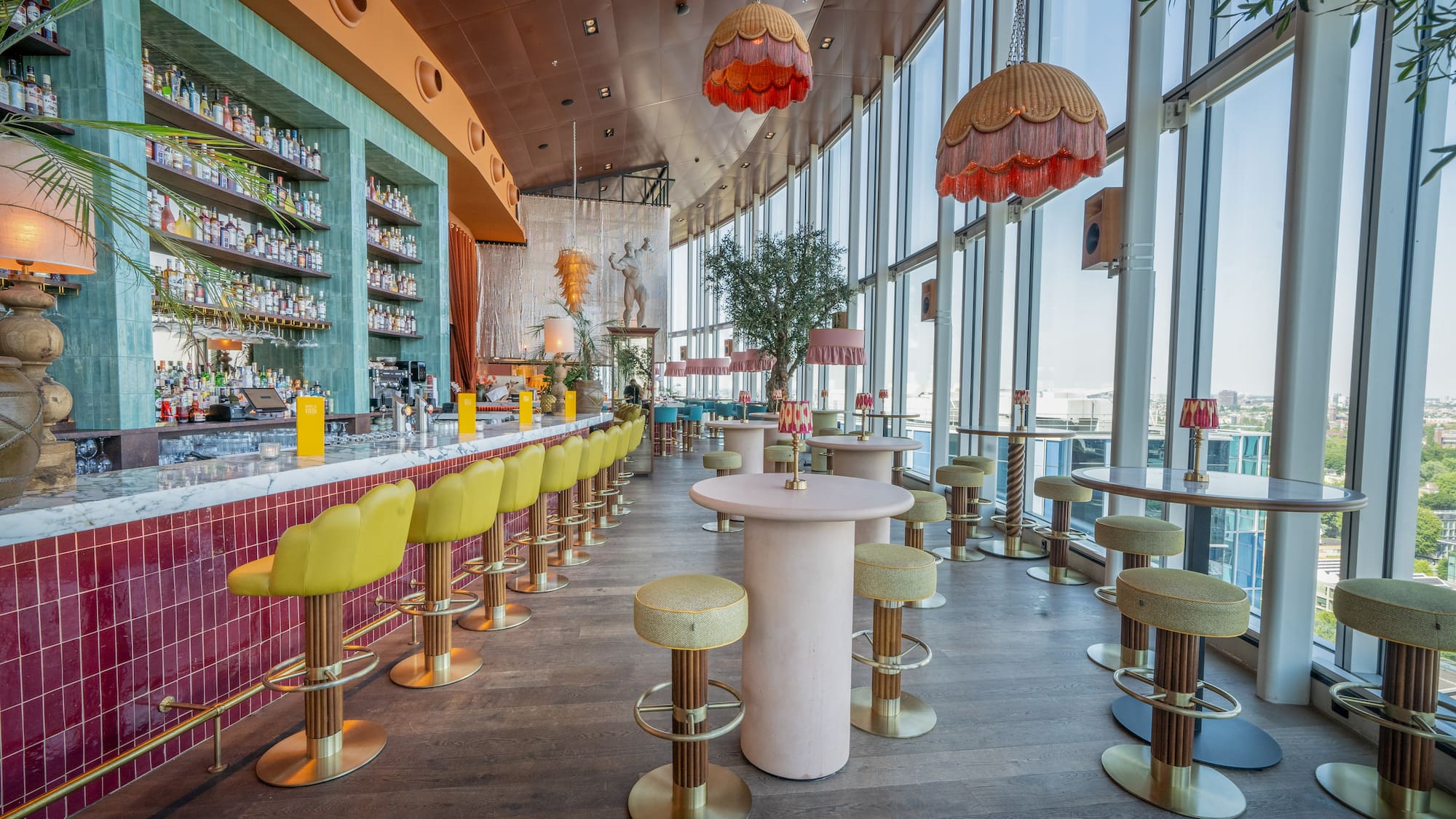 a room with tables and chairs