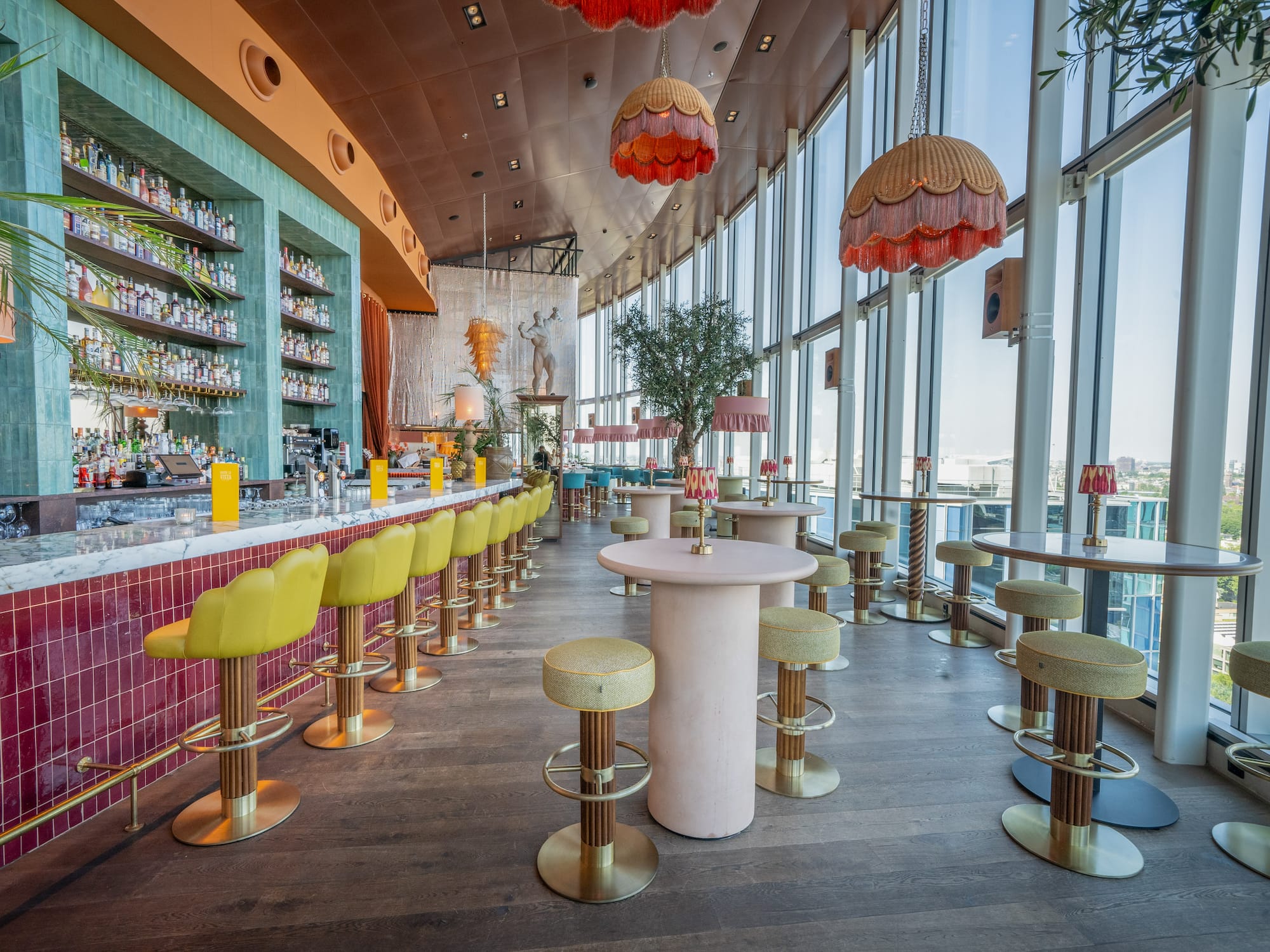 a room with tables and chairs